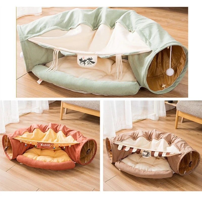 Soft Bed for Cat Tunnel Toys for Play Tunnel Durable Tube Summer Polyester Hideaway Crinkle Tunnel for Small Pet Drop Shipping