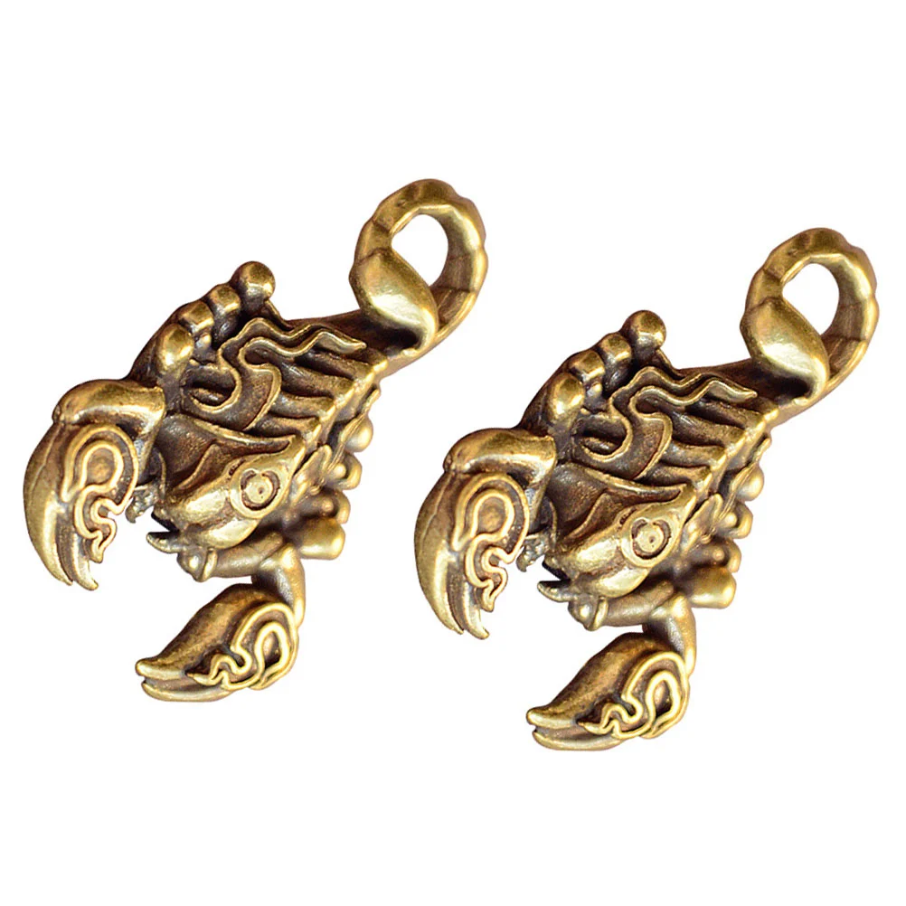 

2 Pcs Miniture Decoration Scorpion Brass Beads for Bracelets Small Hanging DIY Key Fob