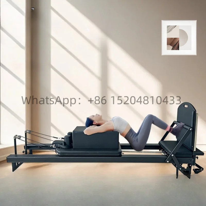 Aluminum Alloy Pilates Reformer with Full Track, Foldable Home Pilates Bed Fitness Equipment