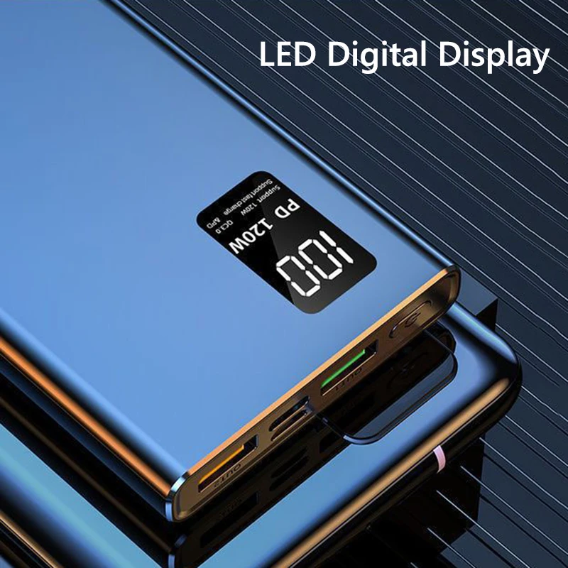 120W Fast Charging Power Bank 50000mAh Large Capacity Portable Battery Digital Powerbank for iPhone 16 15 Xiaomi Huawei Samsung