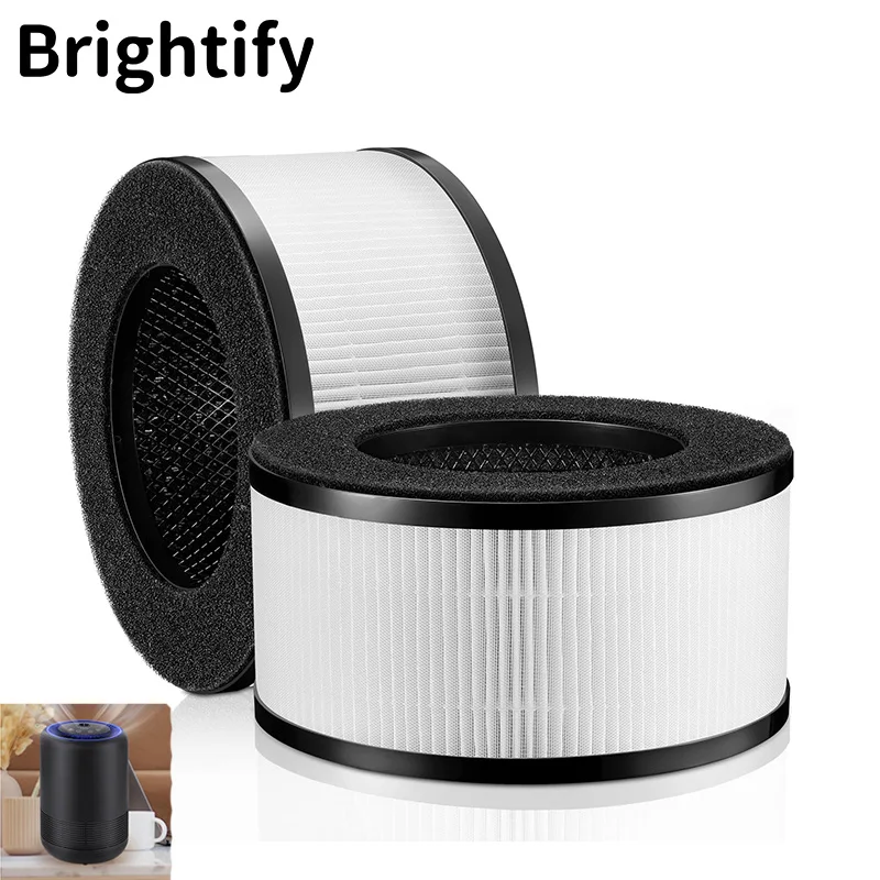 Brightify 2PCS Air Filter Replacement For Slevoo BS-01 Air Purifiers BS01 3-in-1 H13 True HEPA Hepa For Smokers Pollen Pets Dust