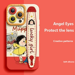 Deluxe Wrist Band Bracket For iphone16 15 14 13 12 11 Pro Max Plus Soft Silicone Cell Phone Case Anti-fall Puppet