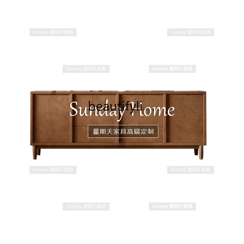 xxzMedieval simple and durable chest cabinet, living room wall locker, log style dining side cabinet