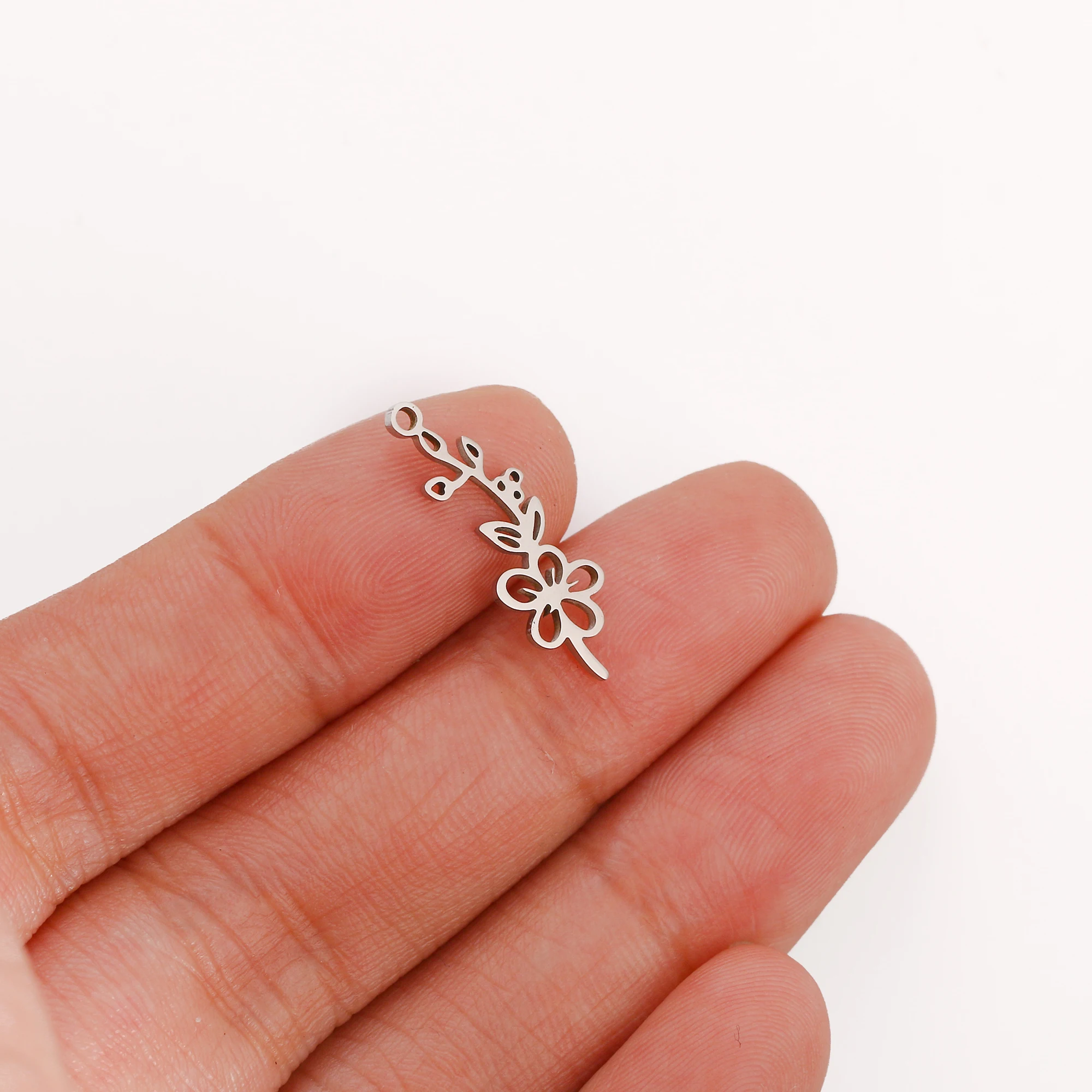 5PCS Edelstahl 12 Geburt Blume Charms Rose Anhänger Für Die Herstellung Von Halskette Armband Ohrringe DIY Schmuck Zubehör Großhandel – Detail 12