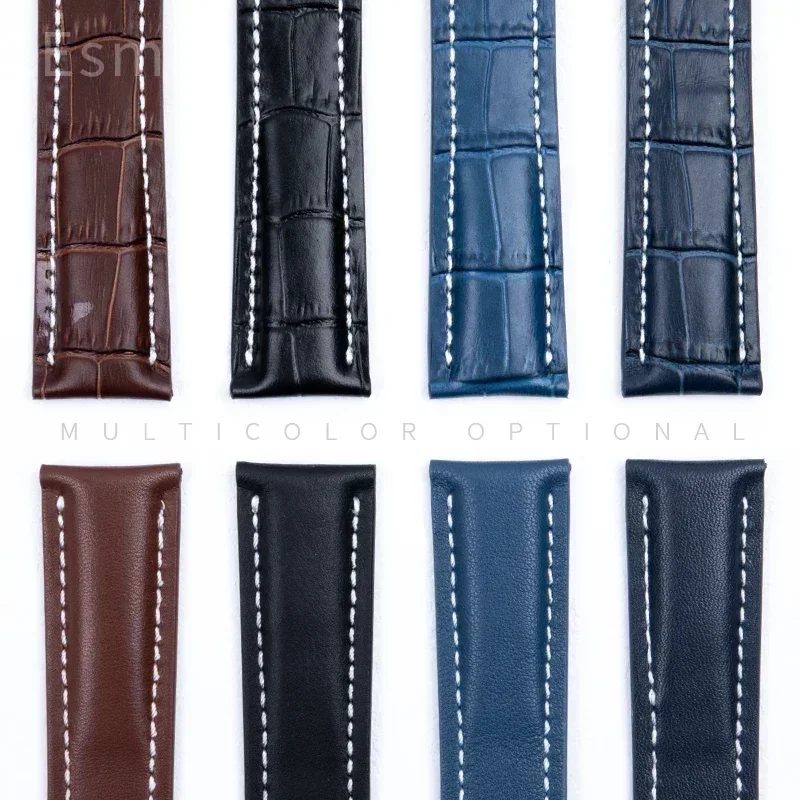 Cinturino per orologio da 22 24 mm per Breitling Super Ocean Avengers Aviation Timing Cinturini morbidi e confortevoli in vera pelle nera blu