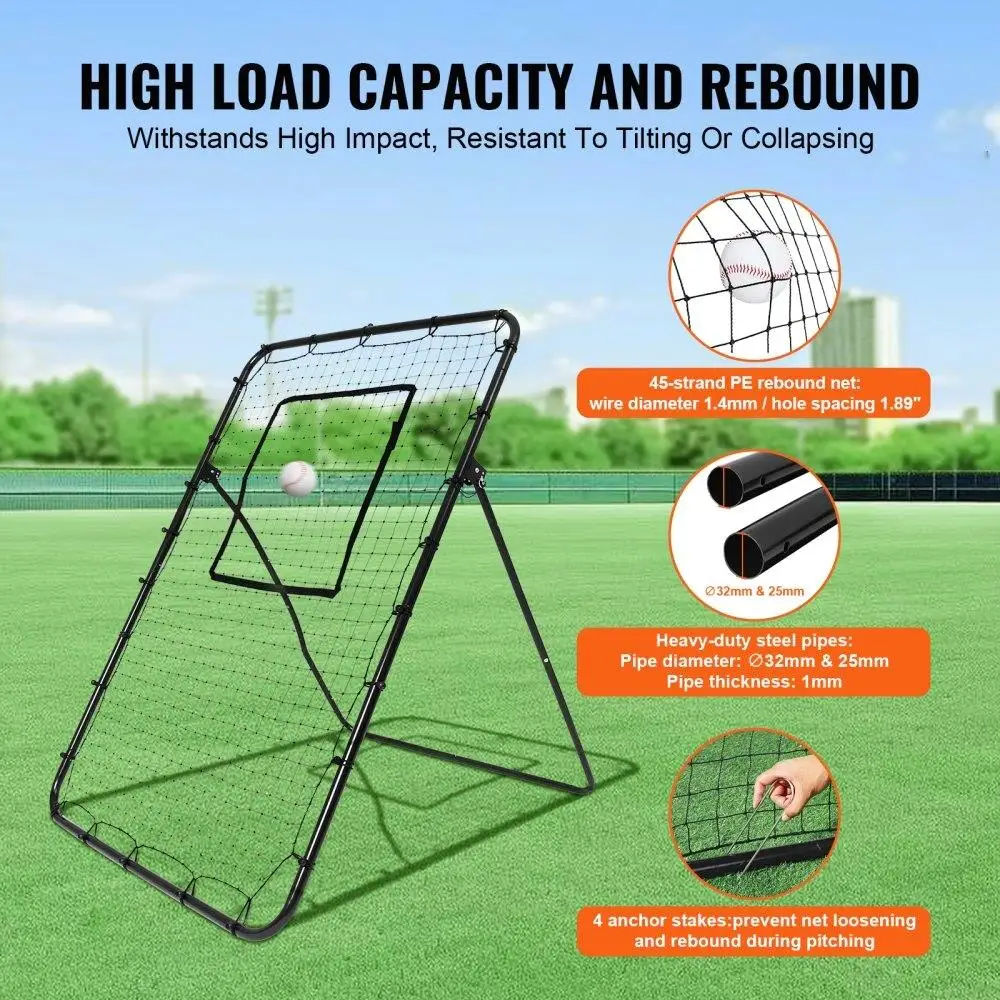 Honkbal Softbal Rebounder Net 4x6ft PitchBack verstelbare hoeken