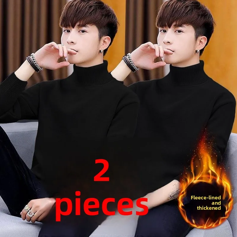 厚手のフリースハーフハイカラーメンズサーマルシャツ韓国スタイル暖かいベースレイヤーシャツ秋と冬のカジュアルウェア用