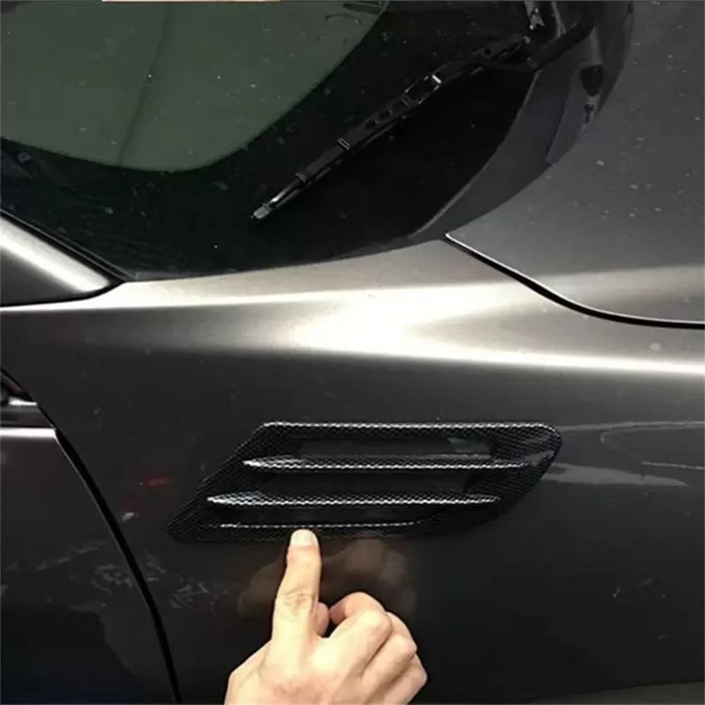 Universal Carbon Fiber Universal Car Hood Scoop Air Intake Fast Flow Vent Decorative Trim Styling 2PCS Exterior Decoration