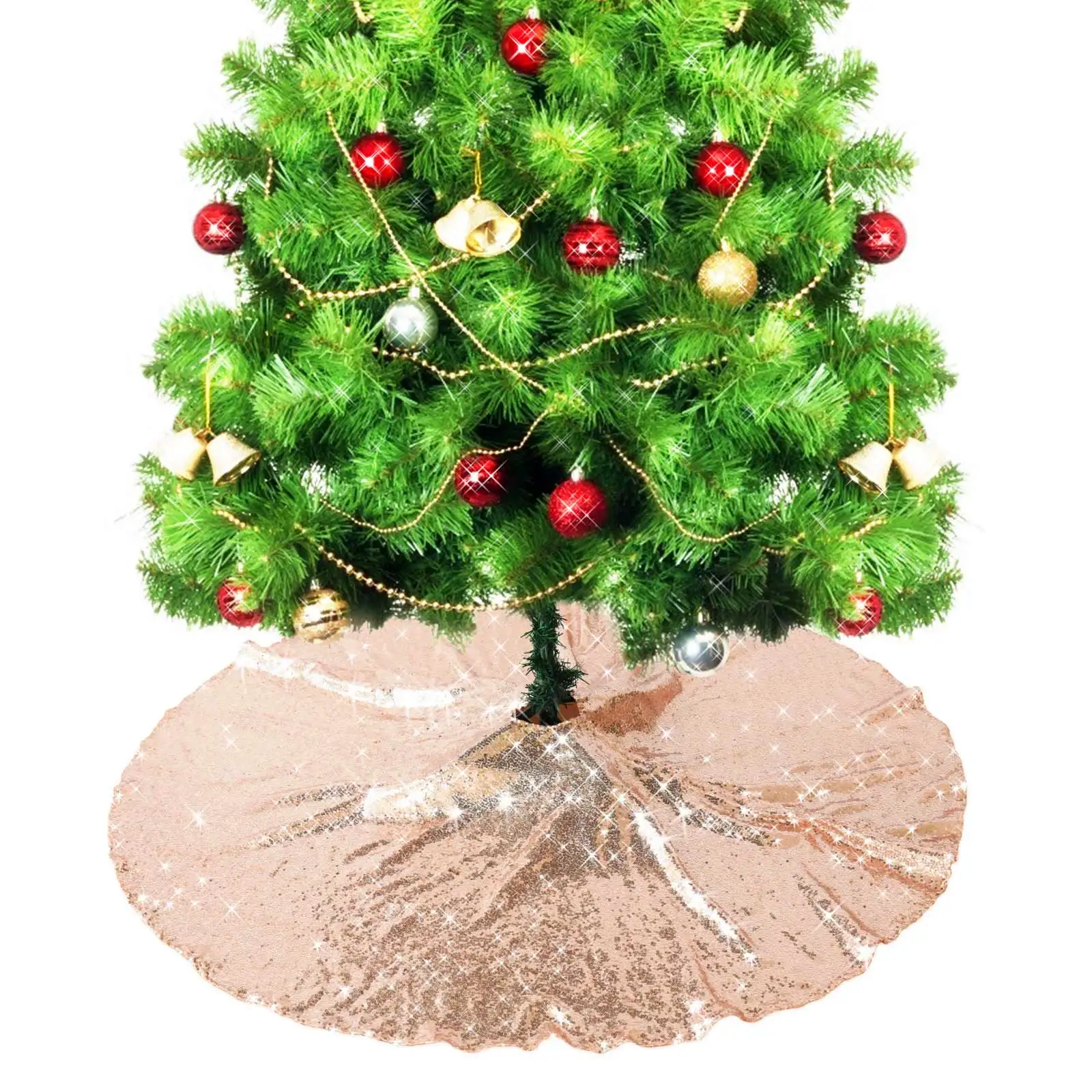 Christmas Tree Skirt Sequins Xmas Tree Skirt Round Tree Pad Base Mat Cover for Home Office Xmas Holiday Party Decoration