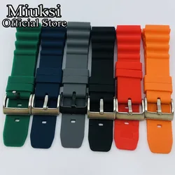 Miuksi 22mm black blue green orange red gray rubber strap with stainless steel pin buckle