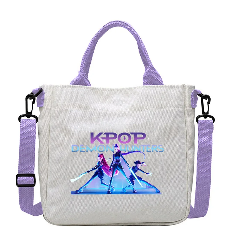 

KPop Demon Hunters Crossbody Bags for Rumi Mira Zoey Purple Handbag Girls Travel Shopping Women Canvas Shoulder Bag Hot Sales