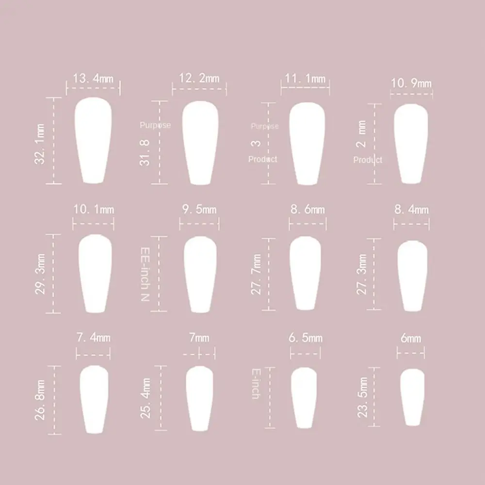 여성용 긴 발레리나 가짜 손톱, 다크 브라운 러브 하트, 프렌치 가짜 손톱, 분리형 풀 커버, 프레스 네일, 신제품