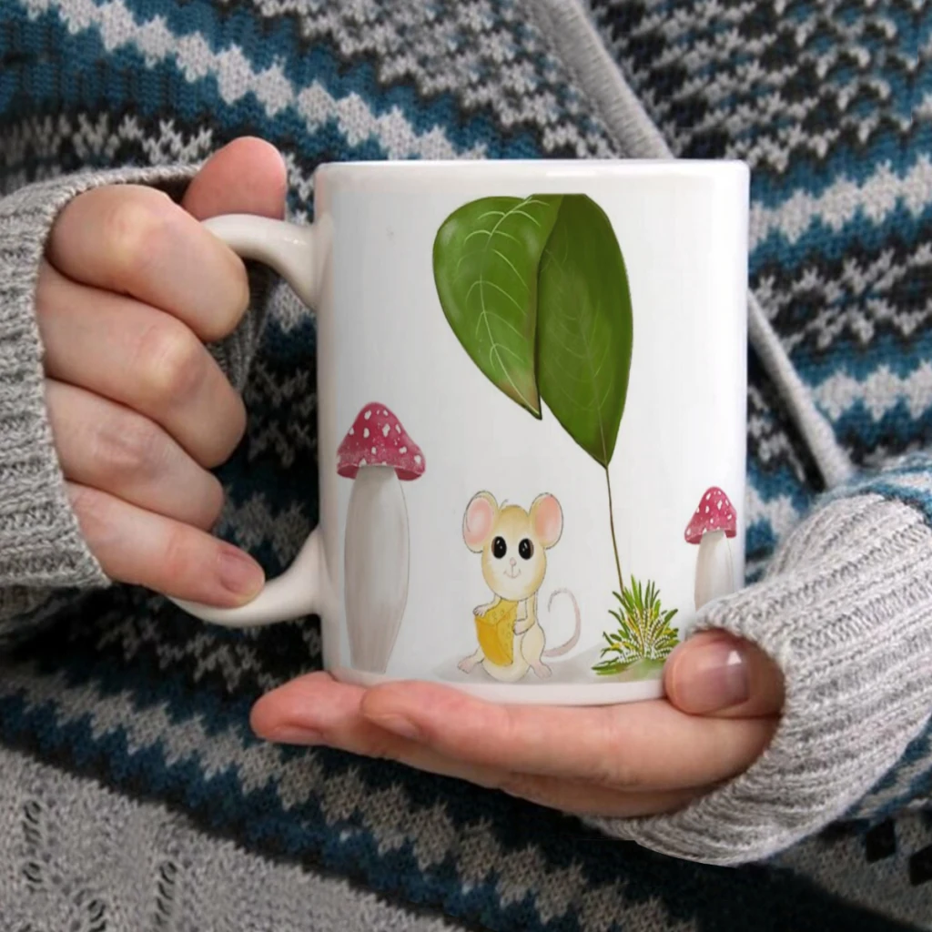 

Sweet mouse enjoys her cheese in the shadeCoffee Mug Tea Cup 11oz Coffee Cup Funny Birthday Ceramic Mug Personalized Cup