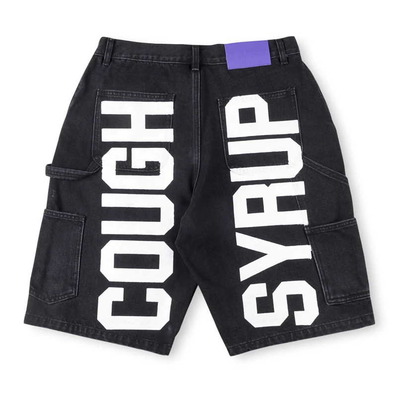 

Джинсы с сиропом That's A Awful, американская мода, новые потертые джинсовые шорты в стиле ретро с буквенным принтом, мужская уличная одежда