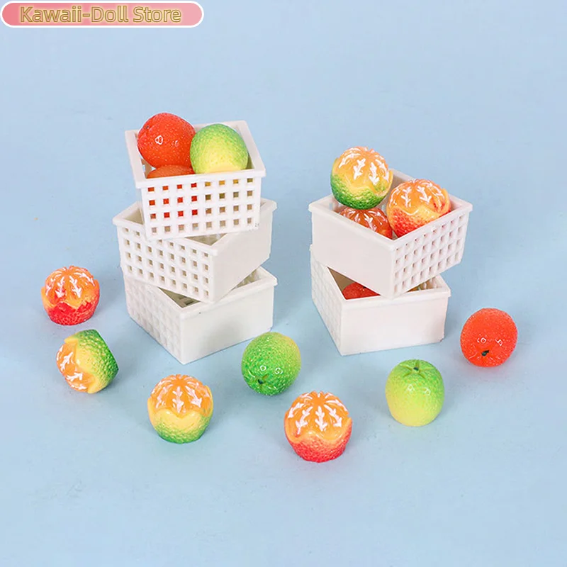 1/12 Simulation Orange Fruit with Basket Kit Play House Toy Doll House Miniature Kitchen Food Decoration