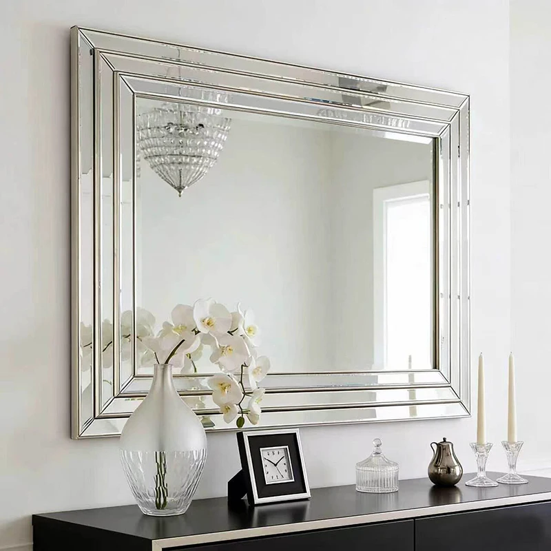 Nordic Luxury Mirror Square Bathroom Aesthetic Makeup Vanity Modern Mirror Decoration Dressing Table Spiegels Home Products