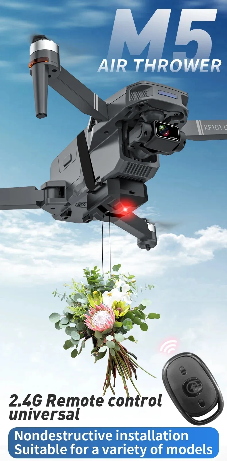 Uniwersalny system Airdrop dla DJI Mini 4 Pro/Mini 3 Pro/Mavic 3/Mini 2/AIR 2/2S/Mavic 2/SJRC F11S/Fimi X8 SE Drone Miotacz prezentowy