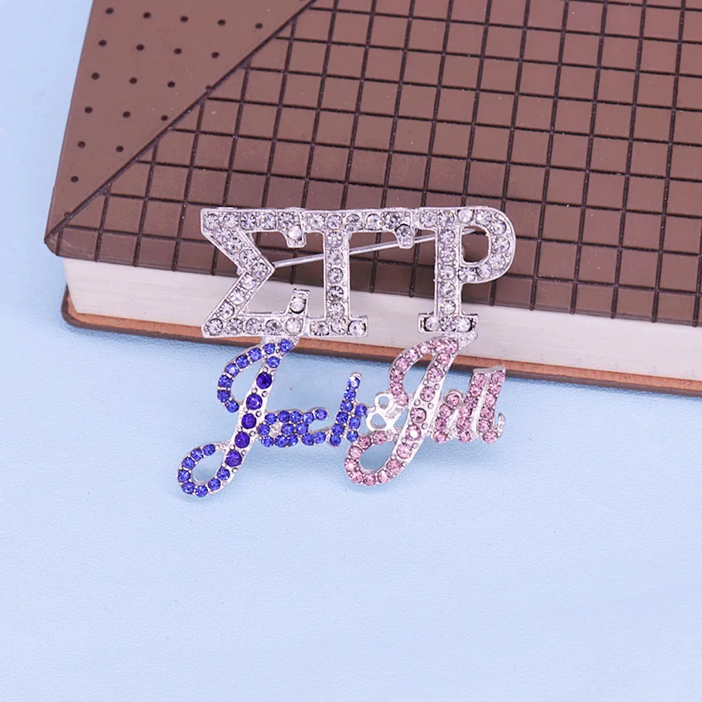 Metal Bling Diamond Greek Sorority Letters Sign Sister Service JJ Brooch Sigma Gamma Rho ZETA PHI BETA Jack And Jill Pin Jewelry