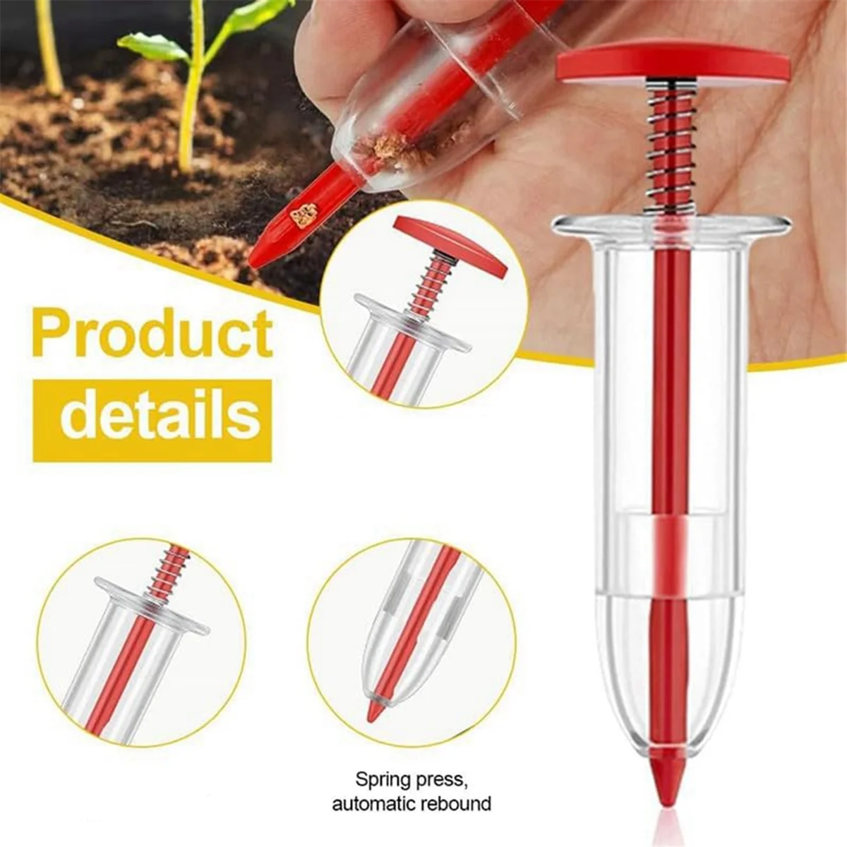 Mini Seed Spreader, Manual Seedlings Dibber and Widger Set, Handheld Garden Seed Sower Planter for Tiny Seeds