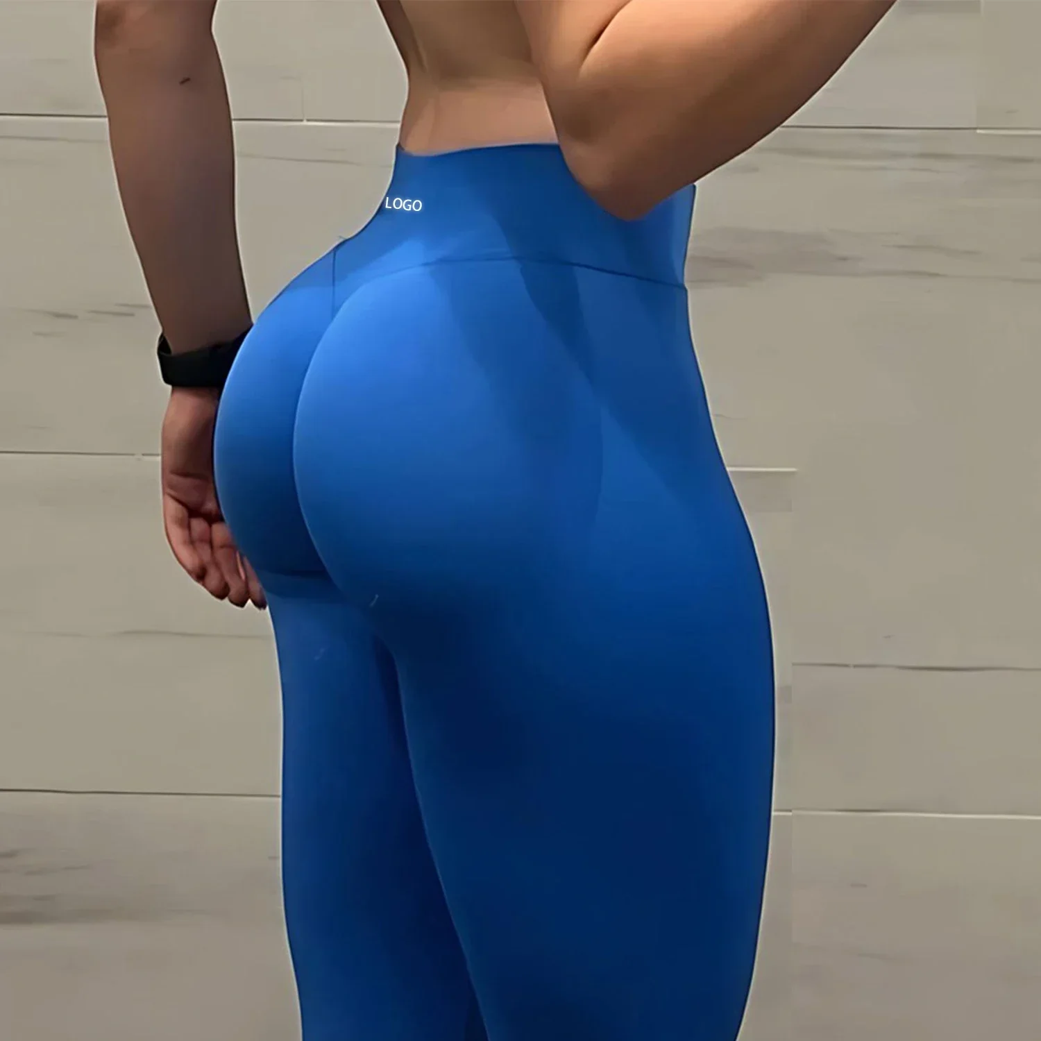 تأثير طماق مع شعار الصالة الرياضية لفافة ساق غير مخيطة النساء منخفضة الخصر Scrunch بوم طماق تجريب الملابس جوارب رياضية اليوغا السراويل