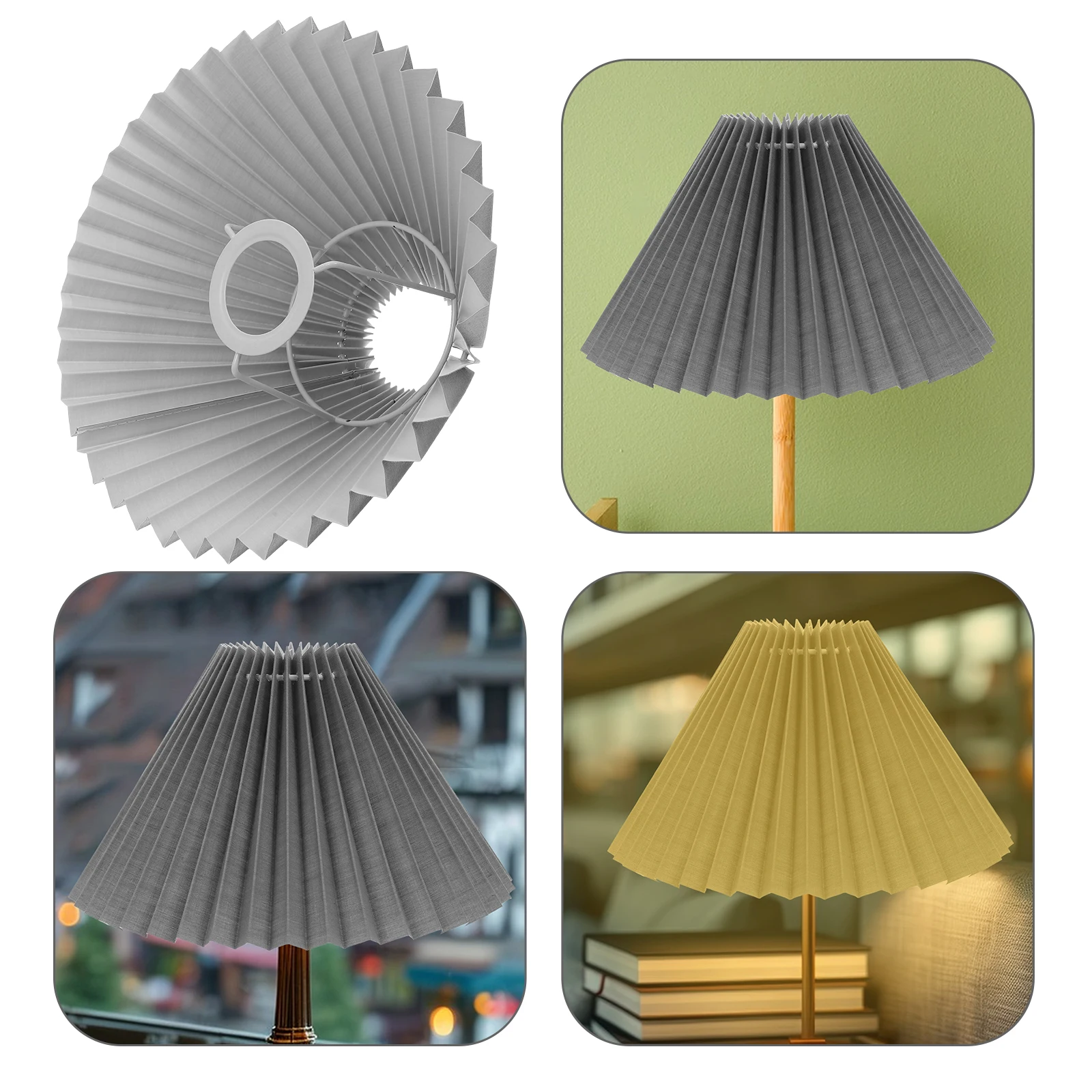 

Fabric Lampshade PVC Pleated Lamp Shades for Table Lamps Desk Floor Small Light Grey Replacement Lampshades Study Bedroom Living
