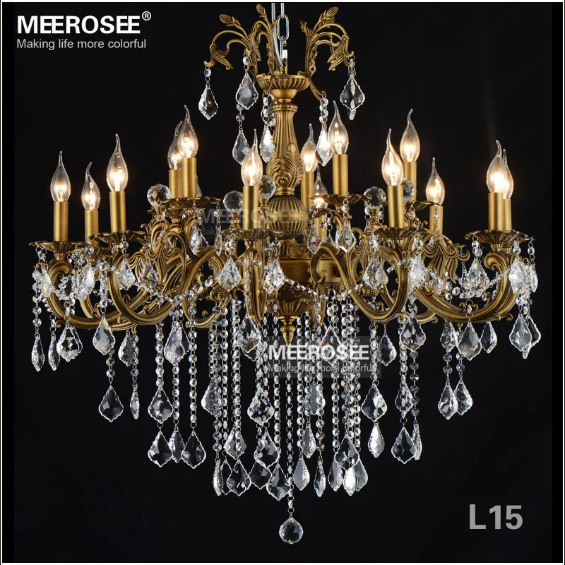 Meerosee Luxury Silver Chandelier Light Fixture Bronze Finish Crystal Pendant Lamp for Villa Living Room Bedrom Kitchen Island