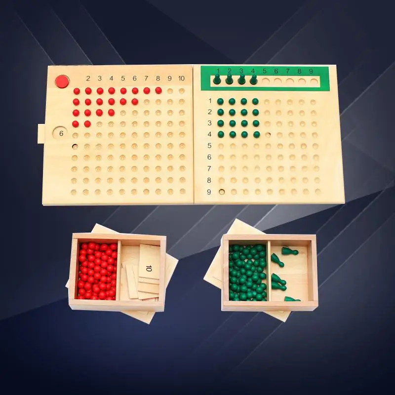 Montessori Holz Mathematik Lehre Spielzeug Baby Vermehrung Division Mathematik Spielzeug Perlen Bord Rot Grün Board kinder Spielzeug