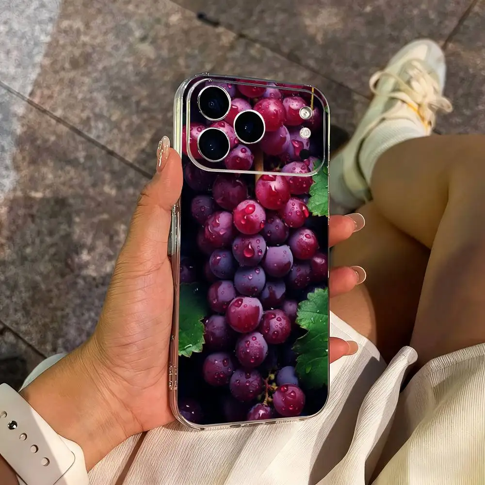 حافظة هاتف على شكل عنب أرجواني فواكه لهاتف آيفون 14,13,12,11,17,16,15,Pro,Max,Plus,X,XS,XR,SE,غطاء ناعم شفاف صغير #5