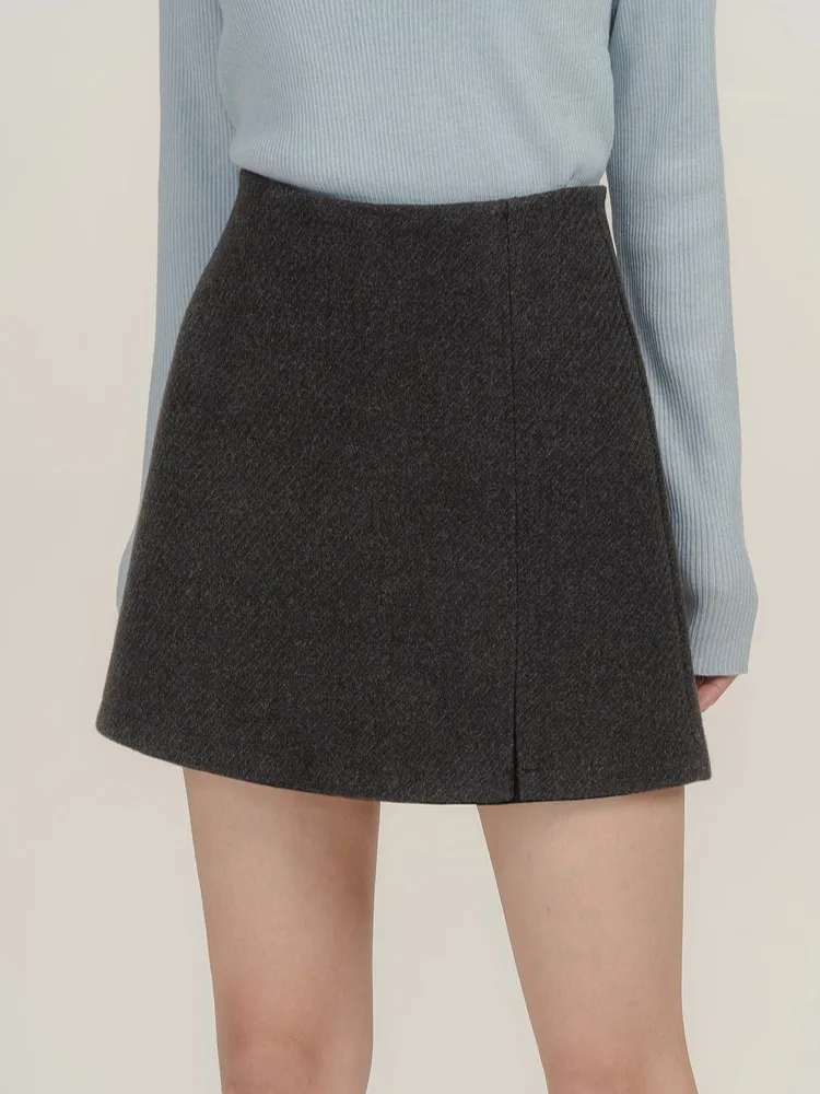 

Korean Style High Waist Thickened Woolen Skirt Women's A-Line Wrap Body Short Skirt Pants Spring Season Simple Style