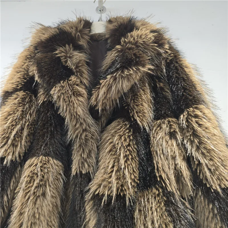 DEAT Women 2026 Winter Patchwork Design Contrast Color Plaid Jackets Women Faux Fur Thickened Warm Hidden Button Coat 11C573