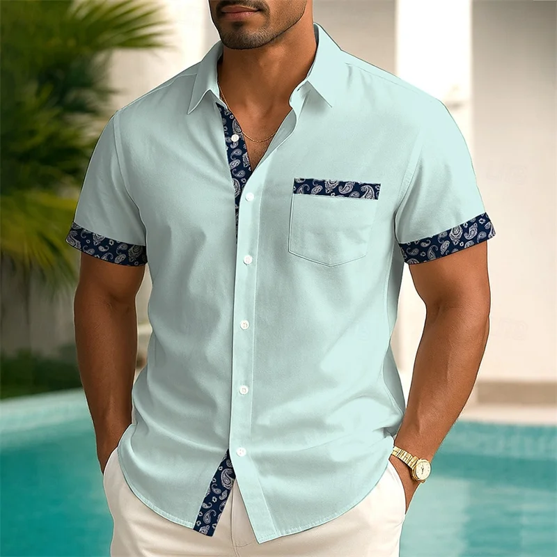 

Men's Summer Button Short Sleeve Shirt Fashion Casual Outdoor Resort Shirt Summer Spring 3D Printed Lapel Shirt