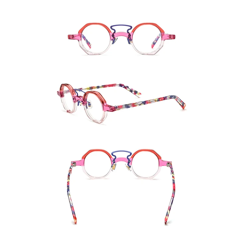 

Belight Optical Women Colorful Acetate with Metal Vintage Retro Design Spectacle Frame Eyeglasses Precription Lens 19244