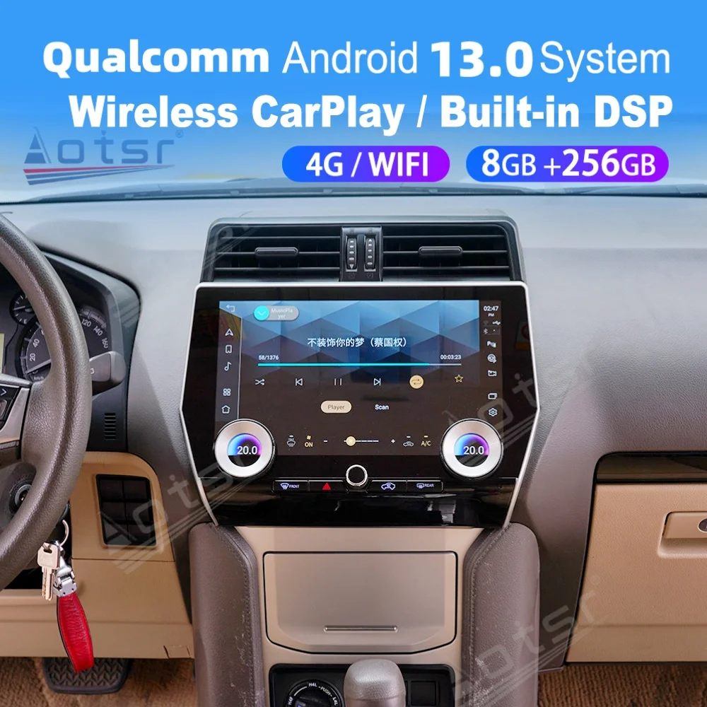 

11.6'' Qualcomm 8 core For Toyota Land Cruiser Prado 2018~2021 Car Radio Multimedia Android 11 Auto GPS Navigation Carplay Head