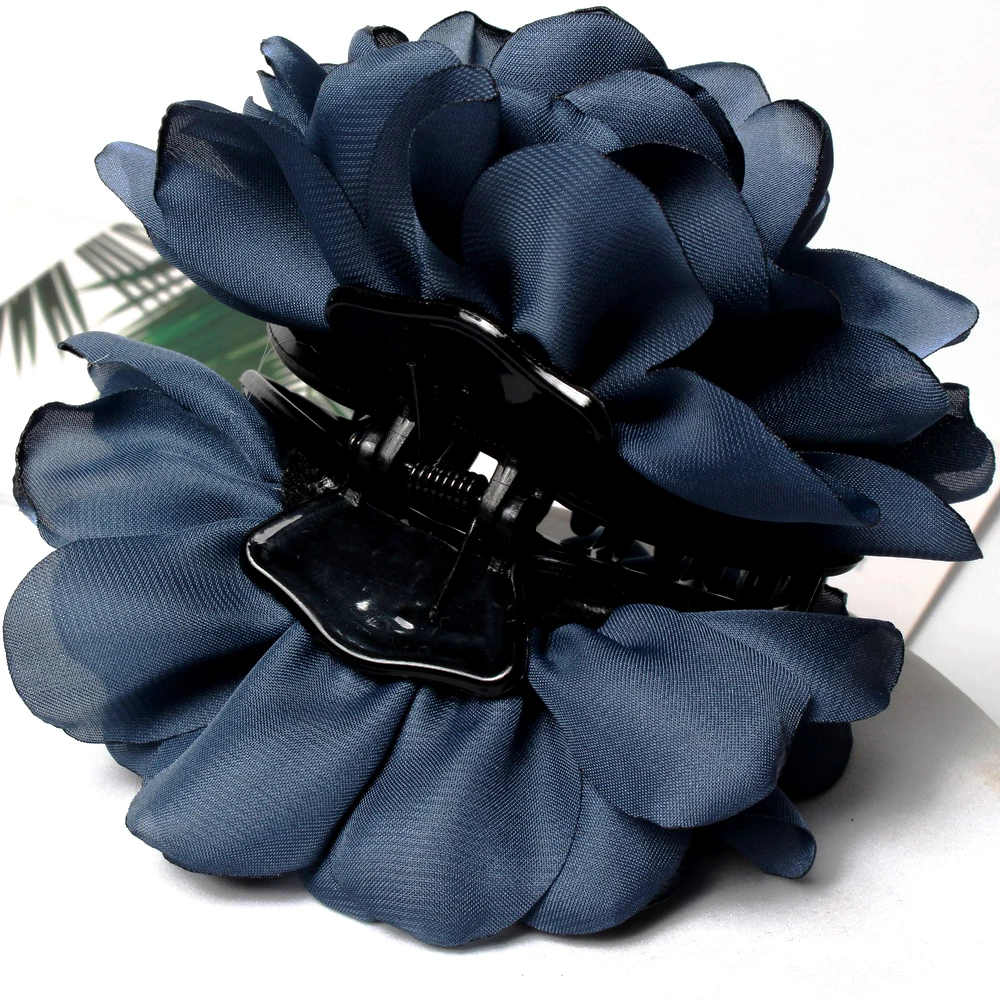 Fabric Big Flower Hair Claw Clips for Women Girls Soft Satin Flowers Ponytail Holder Hair Clamps Barrette Fashion Hair Accessori