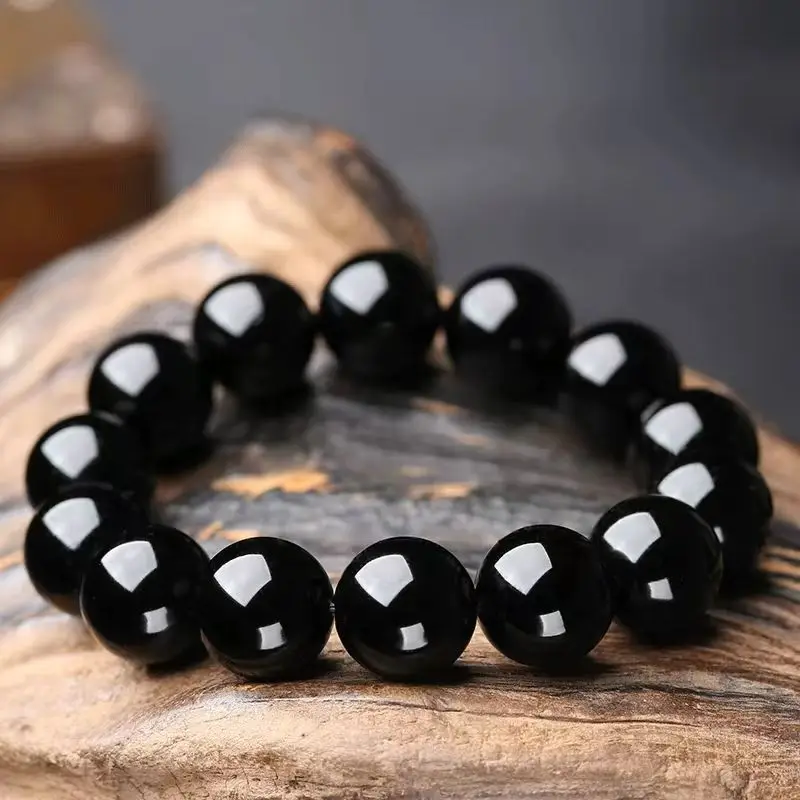 Natural Black Obsidian Buddhist Prayer Healing Bead Bracelet For Men Magnetic Health Protection For Women Soul Jewelry