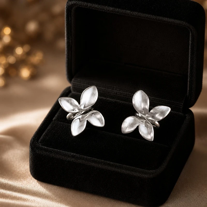 GANPUP Elegante Zirkonia-Perlen-Blütenblätter-Ohrstecker für Damen, Modischer Schmuck, Geschenk für Party und Hochzeit – Detail 3