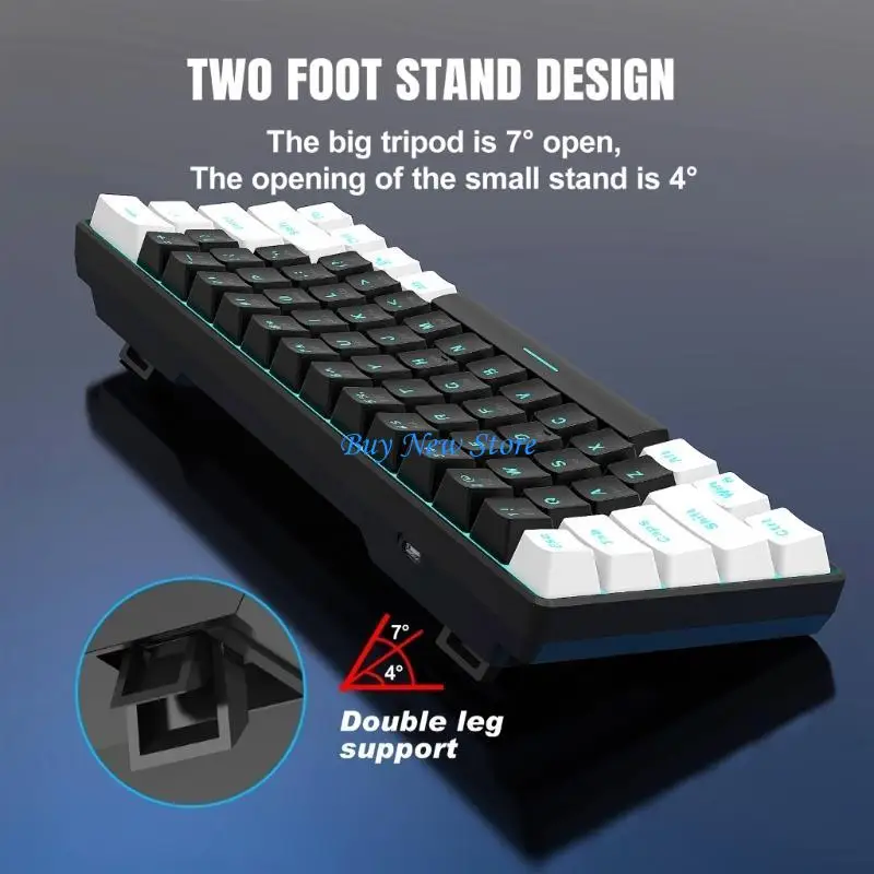 

20CE 61 Keys Mechanical Keyboard Game Keypad RGB Backlit USB Wire Waterproof 60% PC Gaming Keyboard for PC Desktop Laptop
