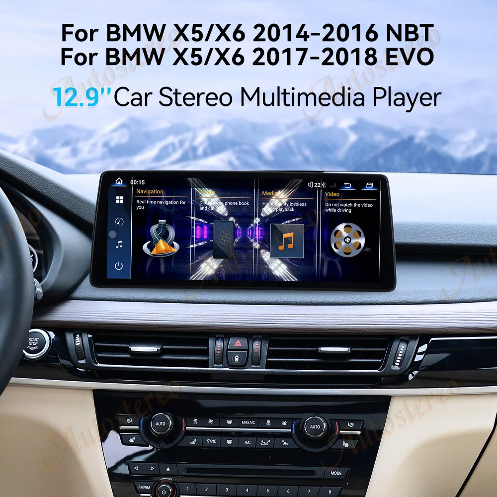 Ultra 12,9 Dual BT Carplay Android 13 Auto GPS Navigation Für BMW X5 F15 X6 F16 X5M X6M Kopf Einheit Multimedia Player Auto Radio