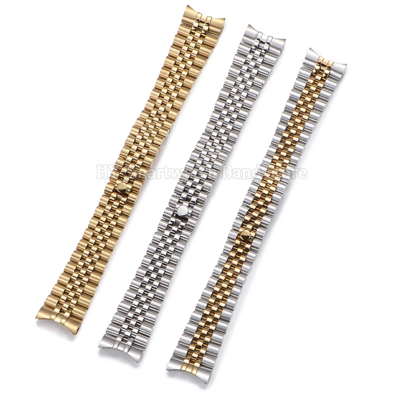 13 مللي متر 17 مللي متر 20 مللي متر 21 مللي متر ل رولكس ل اليوبيل الفولاذ المقاوم للصدأ حزام ساعة اليد نهاية منحنية معدنية قابلة للطي مشبك سوار إكسسوارات