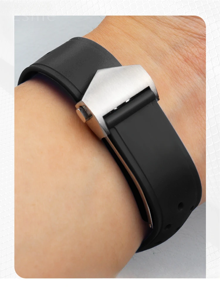 Tali jam silikon pria, 22mm lima warna pilihan bersirkulasi untuk Tag Heuer Aquaracer F1 tahan air gesper lipat