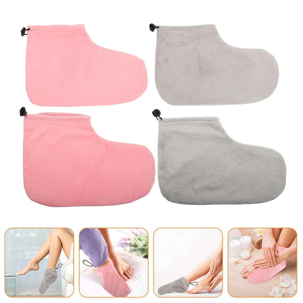 

2Pairs Cotton Wax Therapy Foot Covers Comfortable Foot Spa Wraps for Paraffin Wax Bath Hot Skin Care Treatment