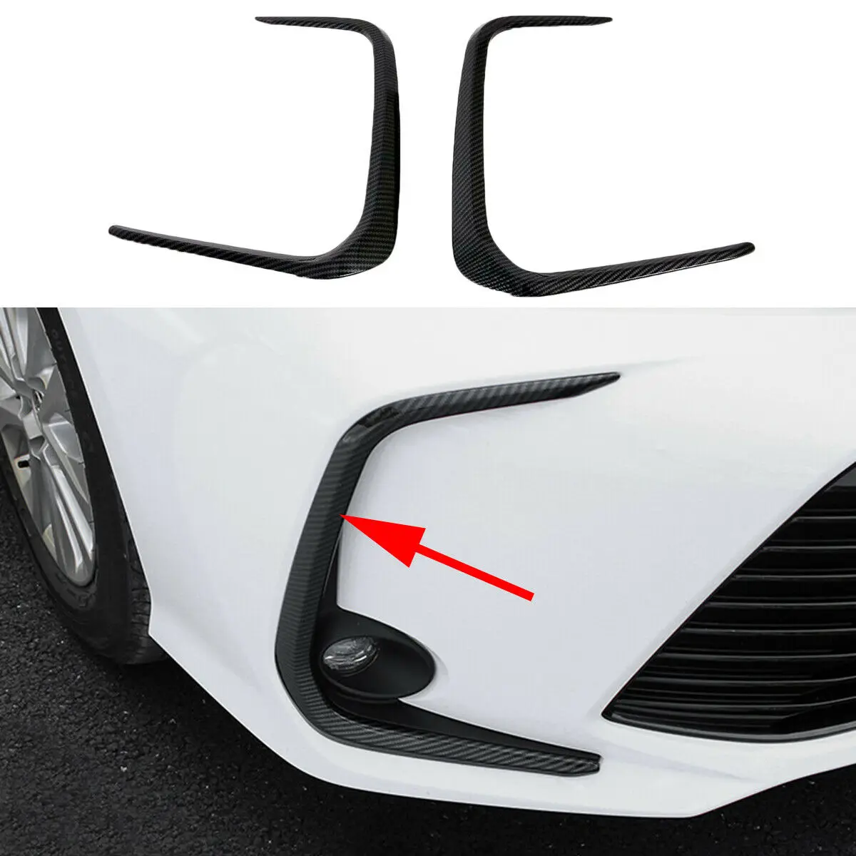 Front Fog Light Lamp Eyebrow Cover Trim Parts For Toyota Corolla 2019 2020 2021 2022 Carbon Fiber Foglight Eyelid Frame Molding