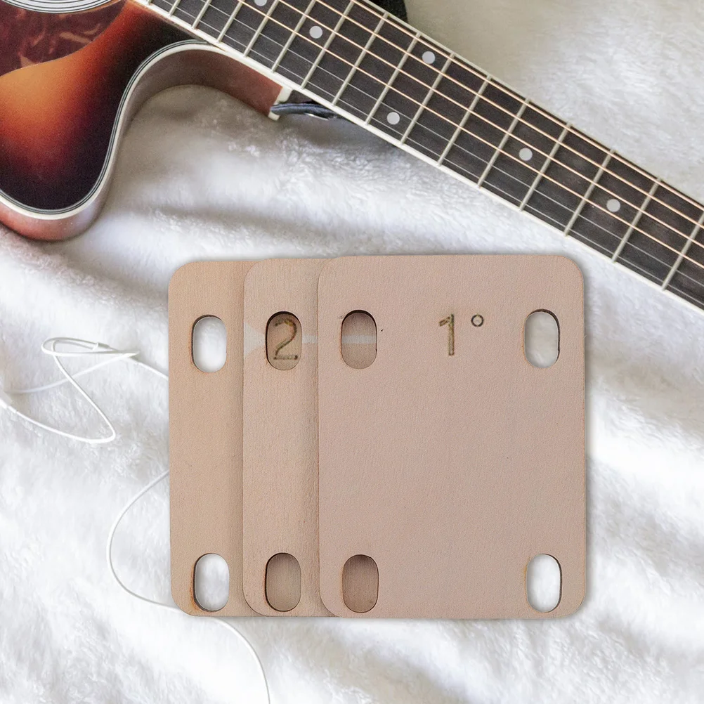 3 Pcs Spacer Bass Adjustment Pad Wooden Neck Plate Electric Guitar Neck Replacement Guitar Parts Musical Instruments