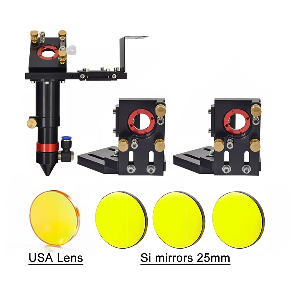 Imagem -02 - Cabeça do Laser do Co2 Ajustada para a Lente Série e D20 mm Fl50.8 63.5 101.6 mm si mo Espelho 25 mm Máquina de Corte do Laser do Co2