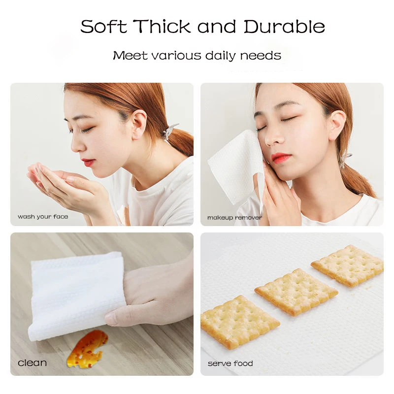 100PCS Disposable Face Towel Cotton Tissue Soft Thick Dry Wipe Makeup Remover Pad Facial Cleansing Towel Makeup Remover Products