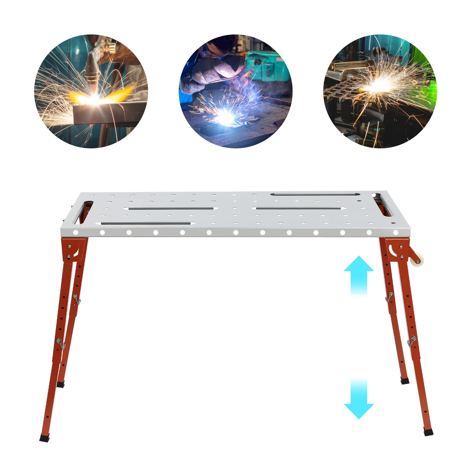 

Folding Welding Table Workbench Cart Workstation for Drill Press, Sheet Metal Machine