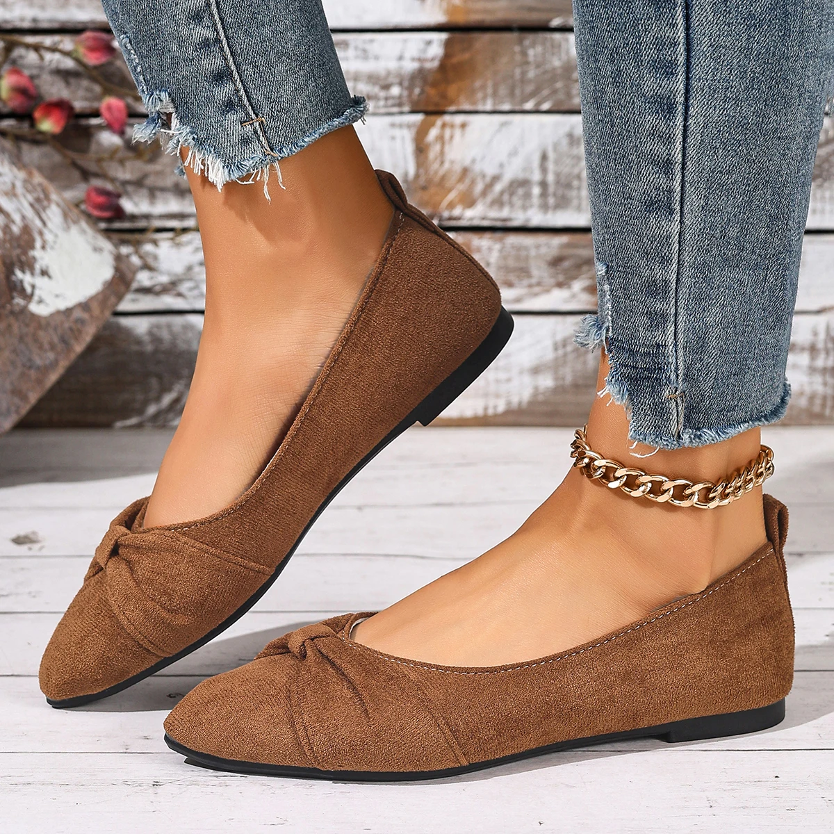 Neuer Stil, spitzer Zehenbereich, flacher Mund, atmungsaktiv, Schleifendekoration, modische und elegante, lässige, flache Schuhe für Damen, Zapatos Mujer – Detail 16
