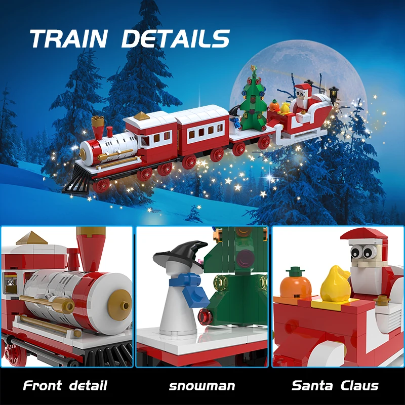 

Christmas Train MOC Building Blocks with Santa & Tree, Festive Holiday Collection, Perfect Christmas Gift Set