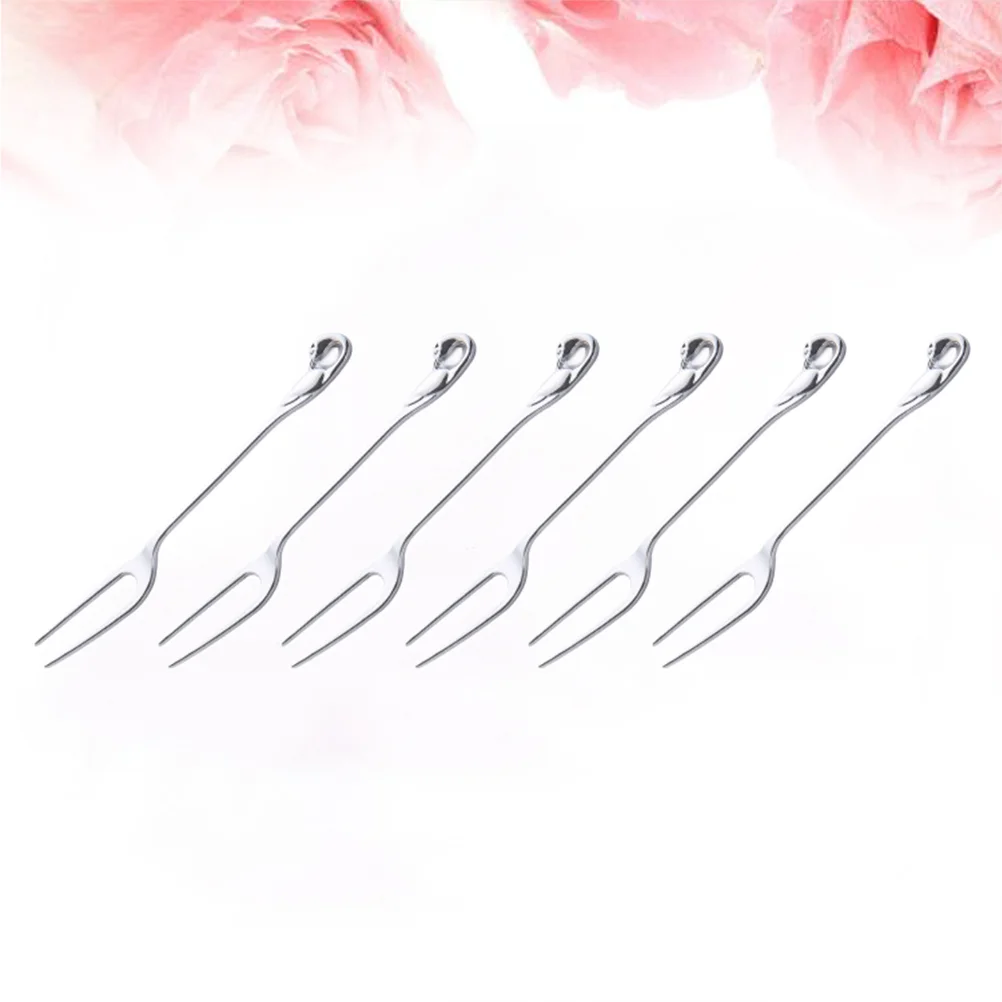 

12PCS Stainless Steel Fruit Fork Creative Swan Head Fruit Salad Picks for Hotel KTV Bar Party