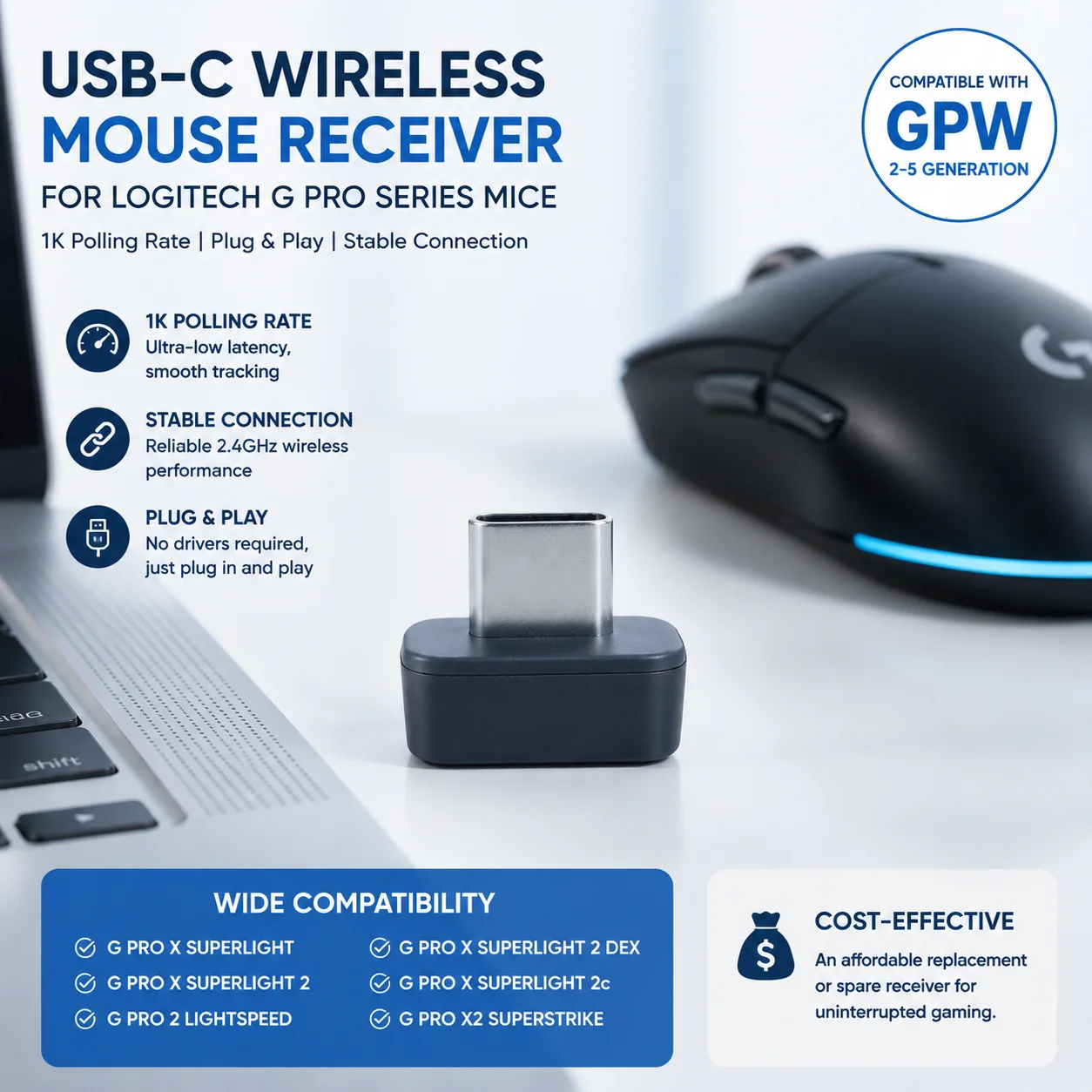 Logitech Mouse G Pro X Superlight - Mouse adapter receiver suitable for Logitech